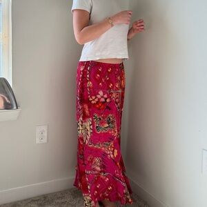 Vintage 90s pink floral maxi skirt